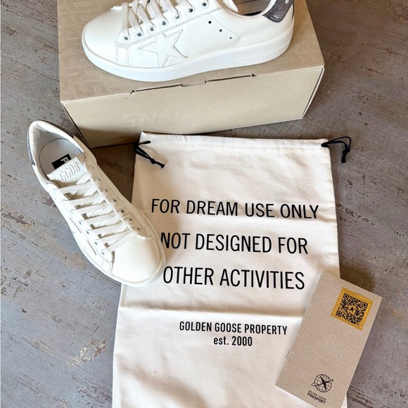 Golden Goose Pure-Star White Sneakers with Gray Glitter Heel Size 37 - Picture 8 of 13